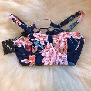 Zaful pink and blue bikini top
